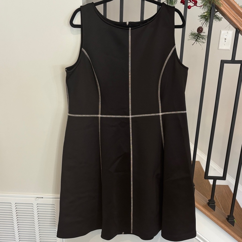 Nina Leonard Black Dress with White Trim